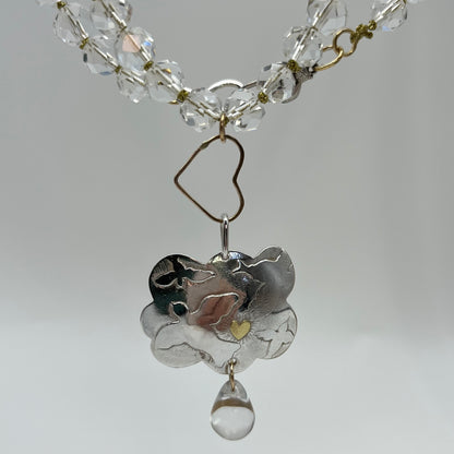 Cloud Charm Heart Crystal bead Necklace