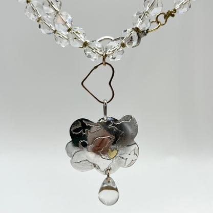 Cloud Charm Heart Crystal bead Necklace