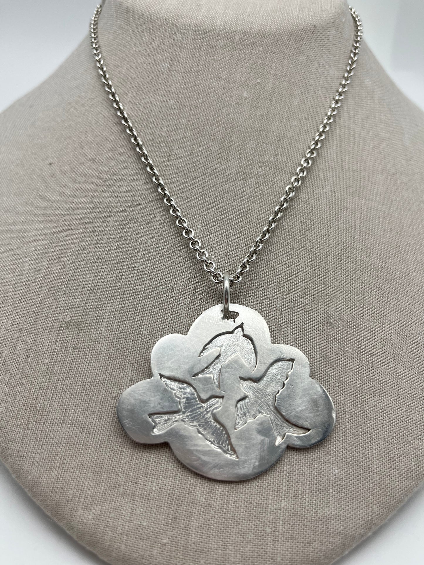 Three bird Cloud Charm necklace