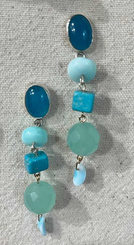 Linear Beach Blue Earrings