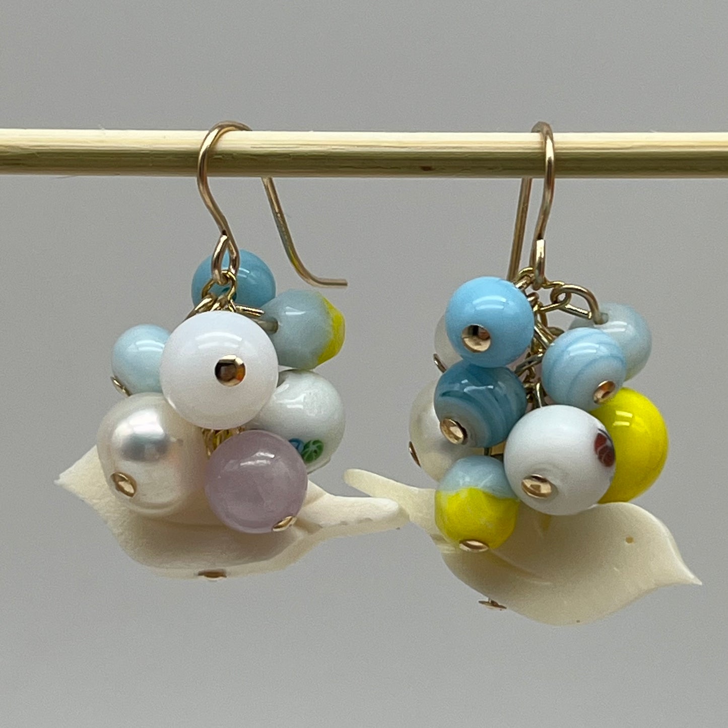 Birds, Beads, Bits, earrings (sky blue)