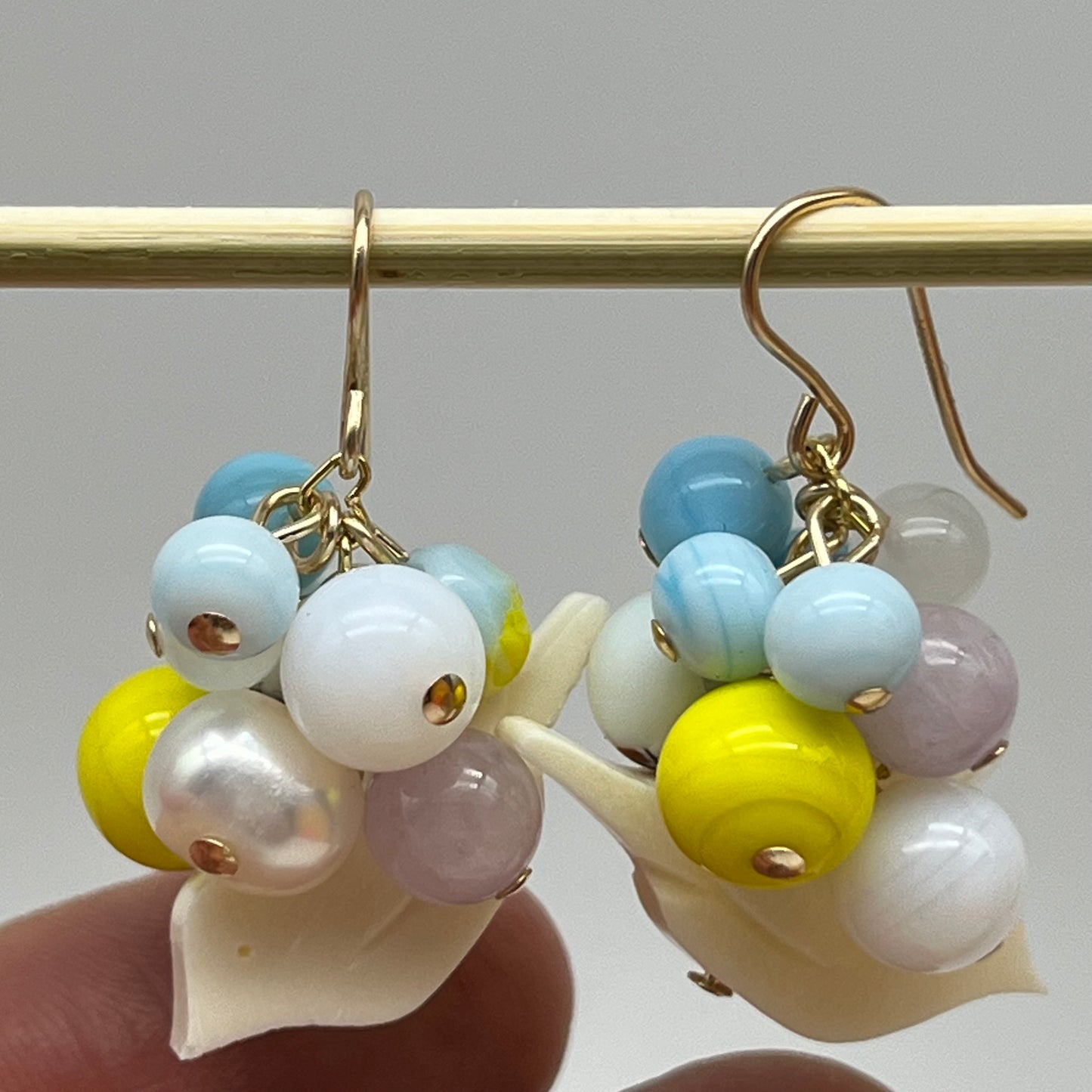 Birds, Beads, Bits, earrings (sky blue)