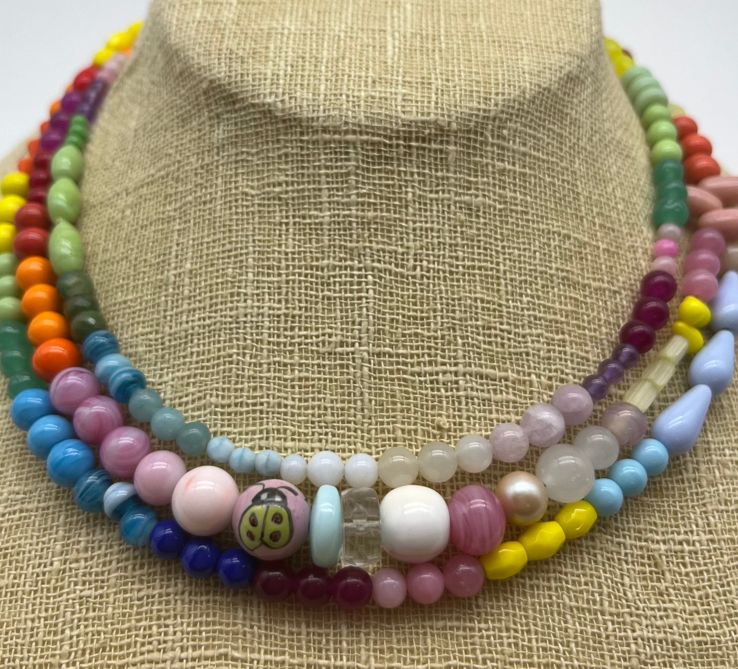 rainbow three strand necklace