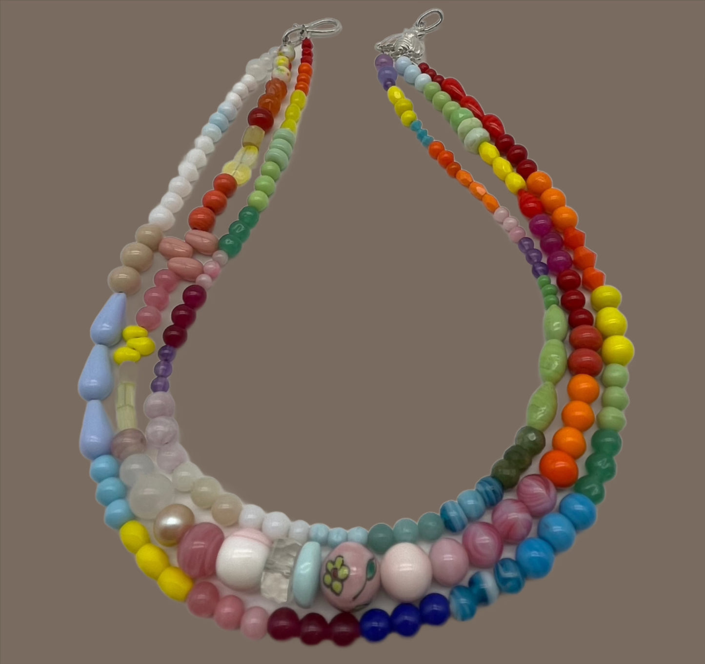 Rainbow Buzz LOVE, Three Strand Necklace