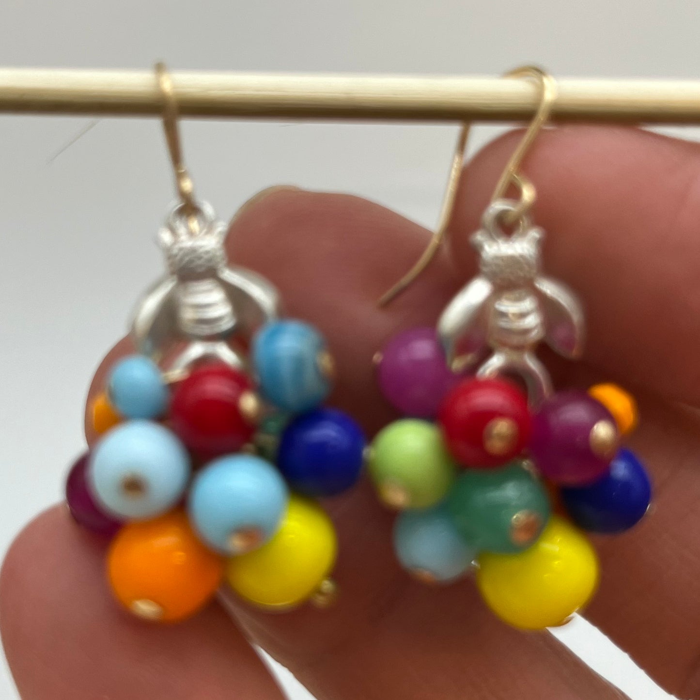 Rainbow Bee, Buzz and Beads Earrings