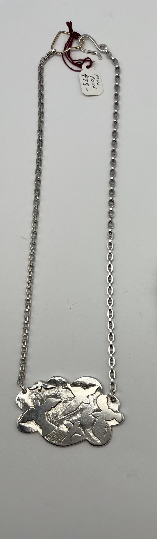 Silver Pow Cloud Necklace on cable chain