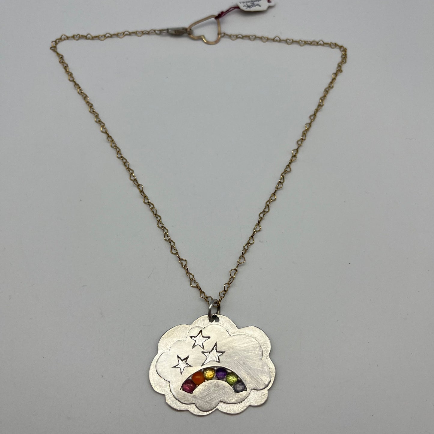 Silver Cloud Rainbow Star Necklace