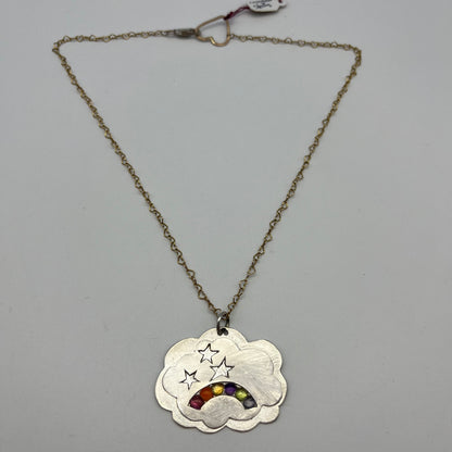 Silver Cloud Rainbow Star Necklace