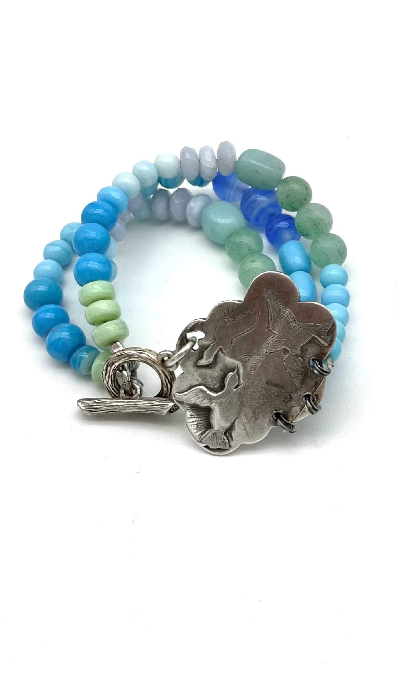 Silver Cloud and Bird Bracelet