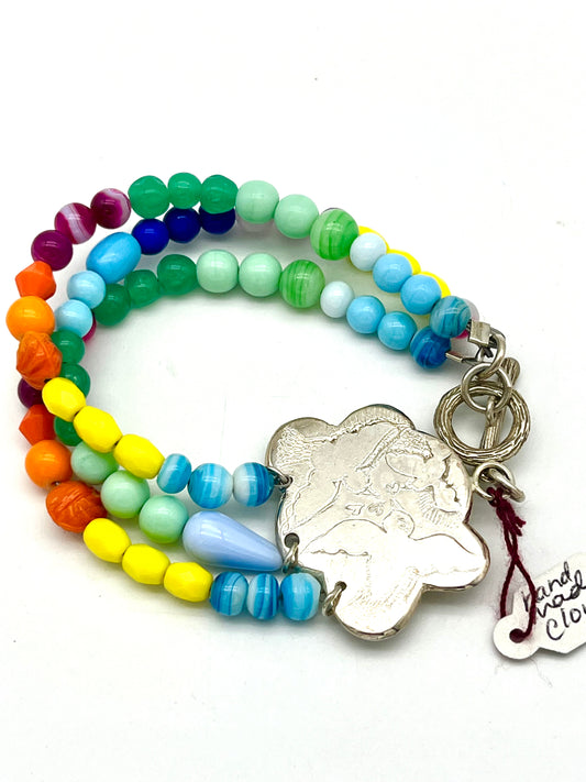 Silver Cloud Birds in flight Bracelet