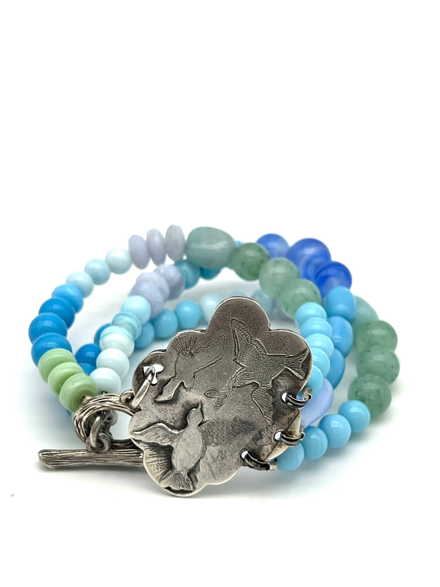 Silver Cloud and Bird Bracelet