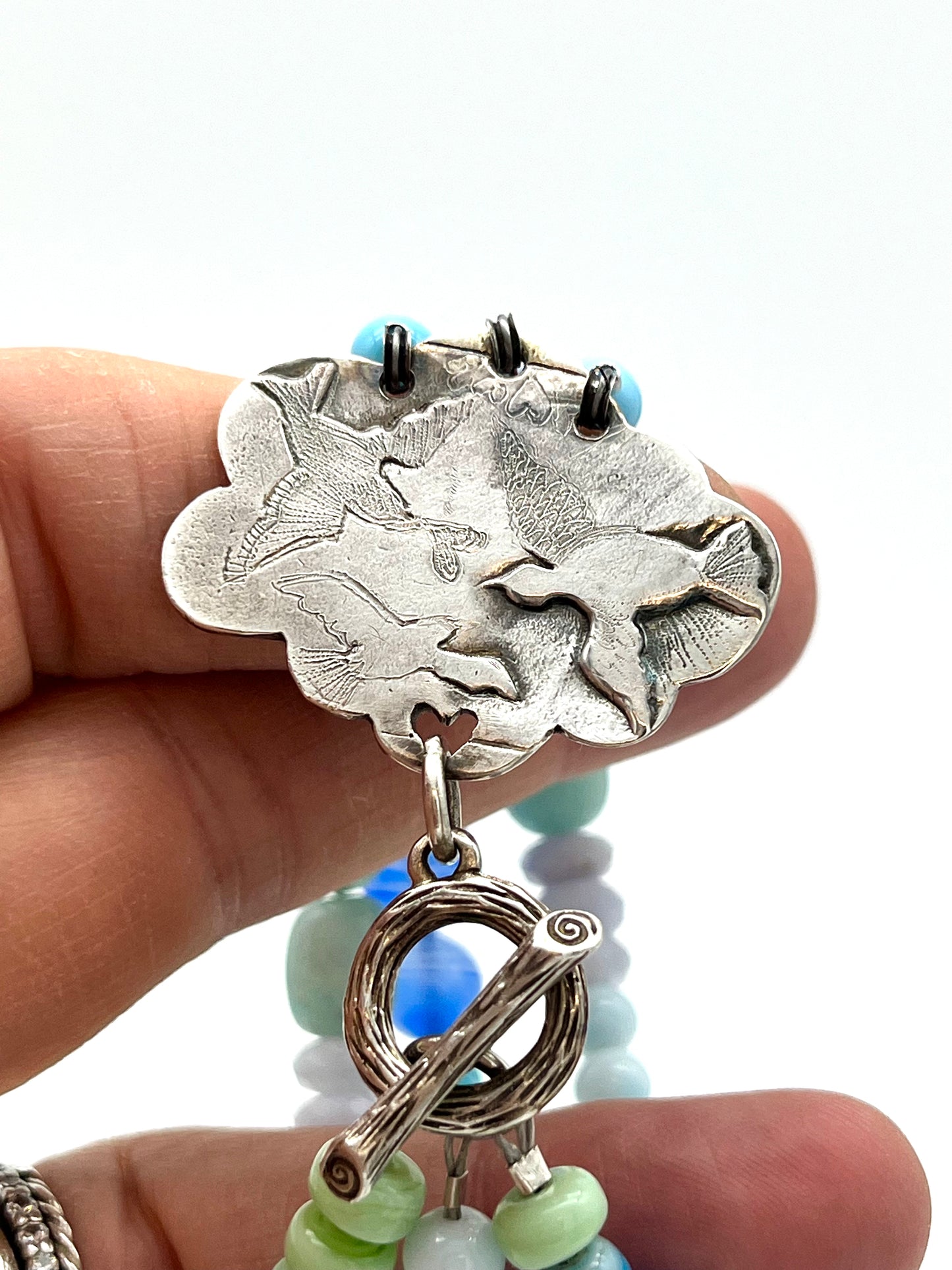 Silver Cloud and Bird Bracelet