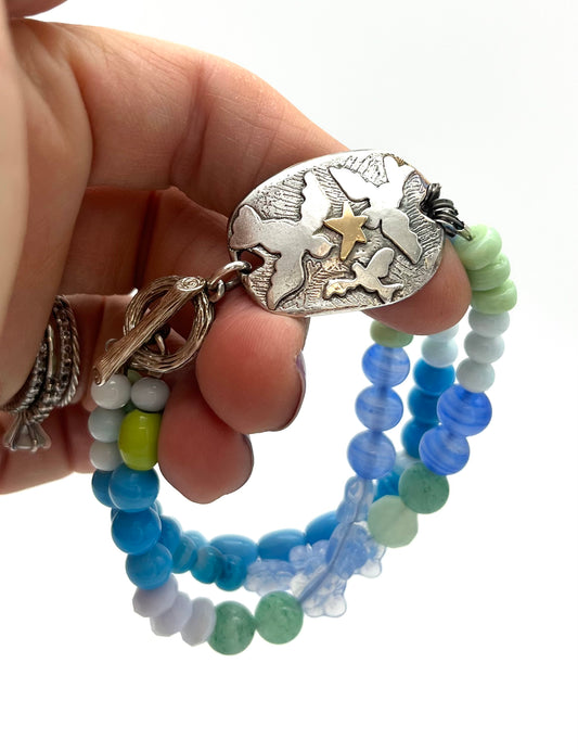 Bird Tag Bead Bracelet