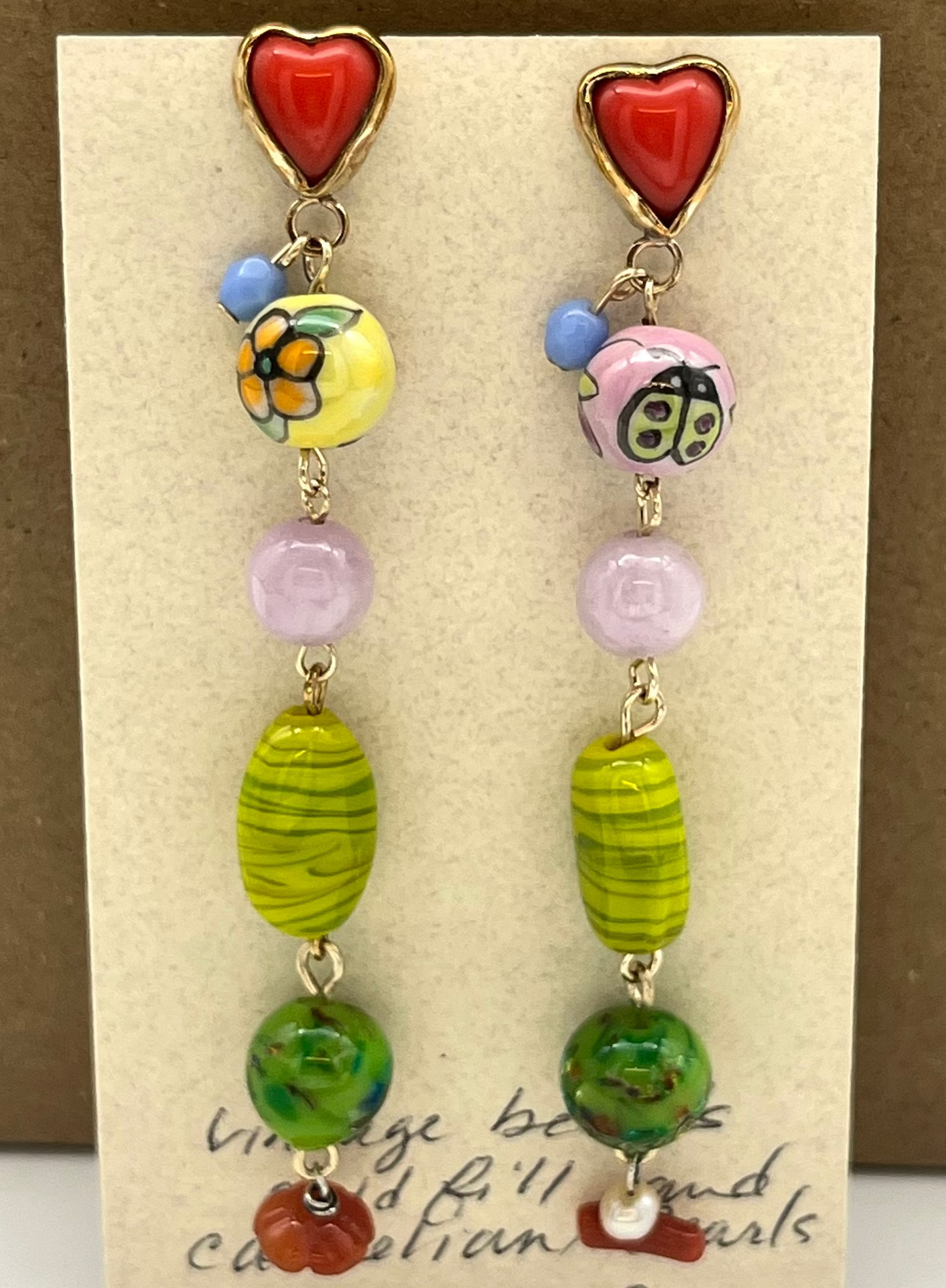Chin UP enamel lady bug Earrings