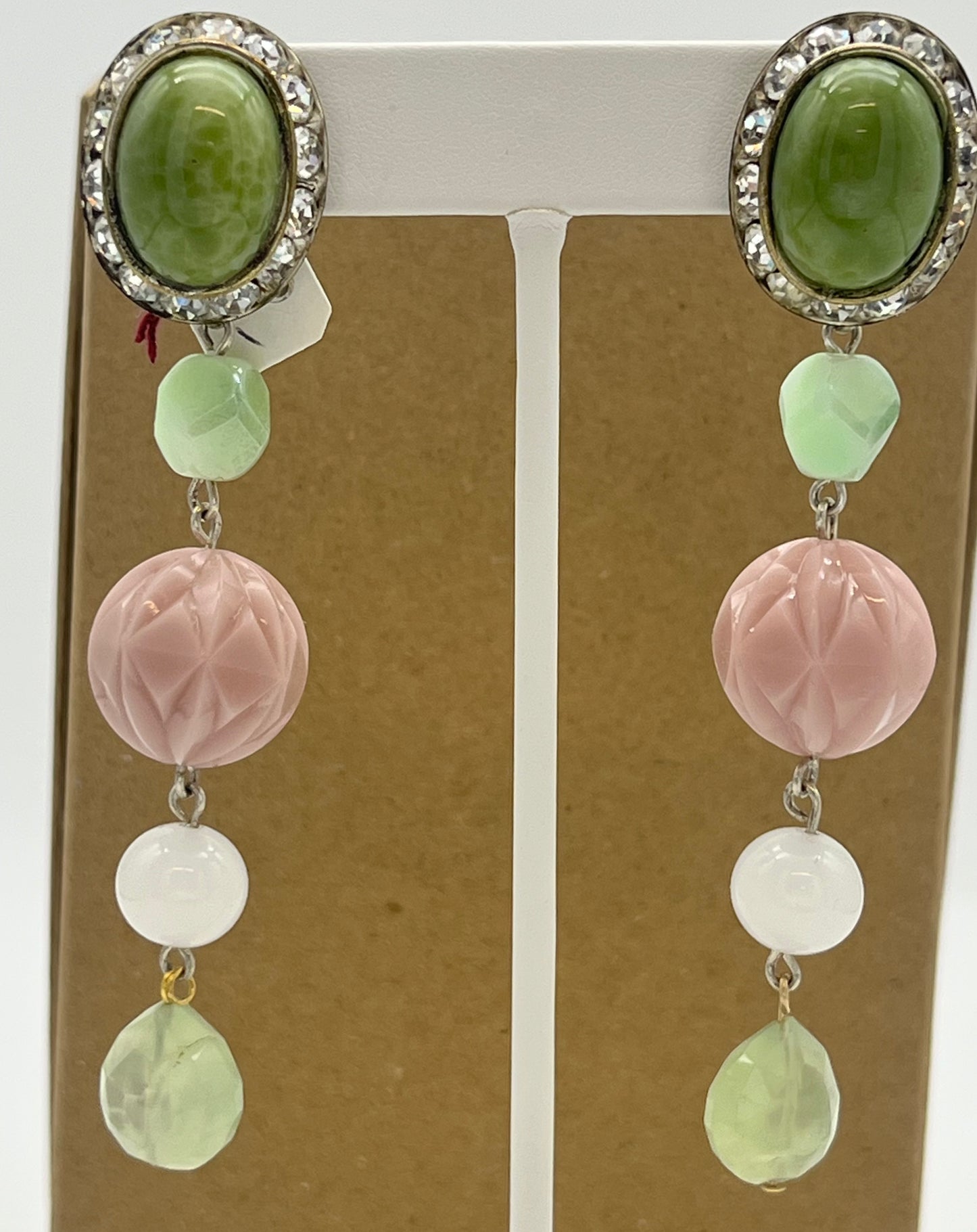 Chin Up Earrings nuance pink and greens