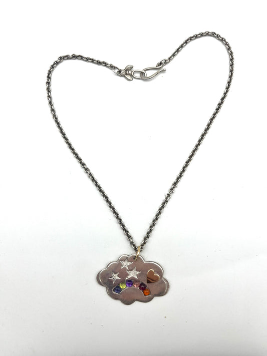 Cloud Charm Necklace gold heart