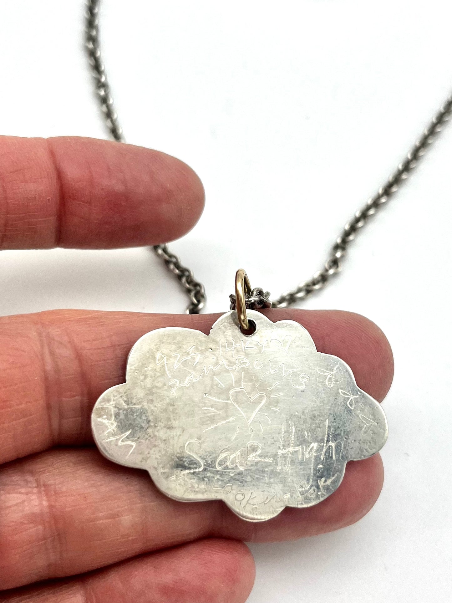 Cloud Charm Necklace gold heart