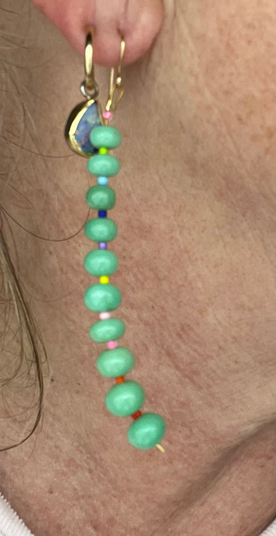 Chrysoprase Linear Earrings