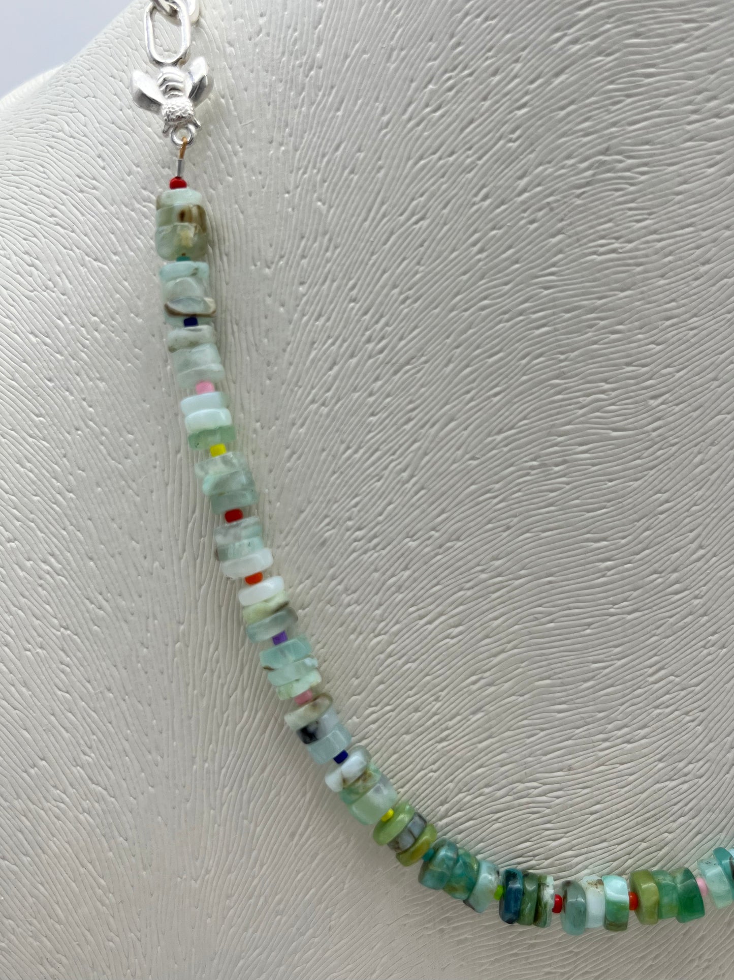 Semi Precious Green Opal Rainbow Necklace