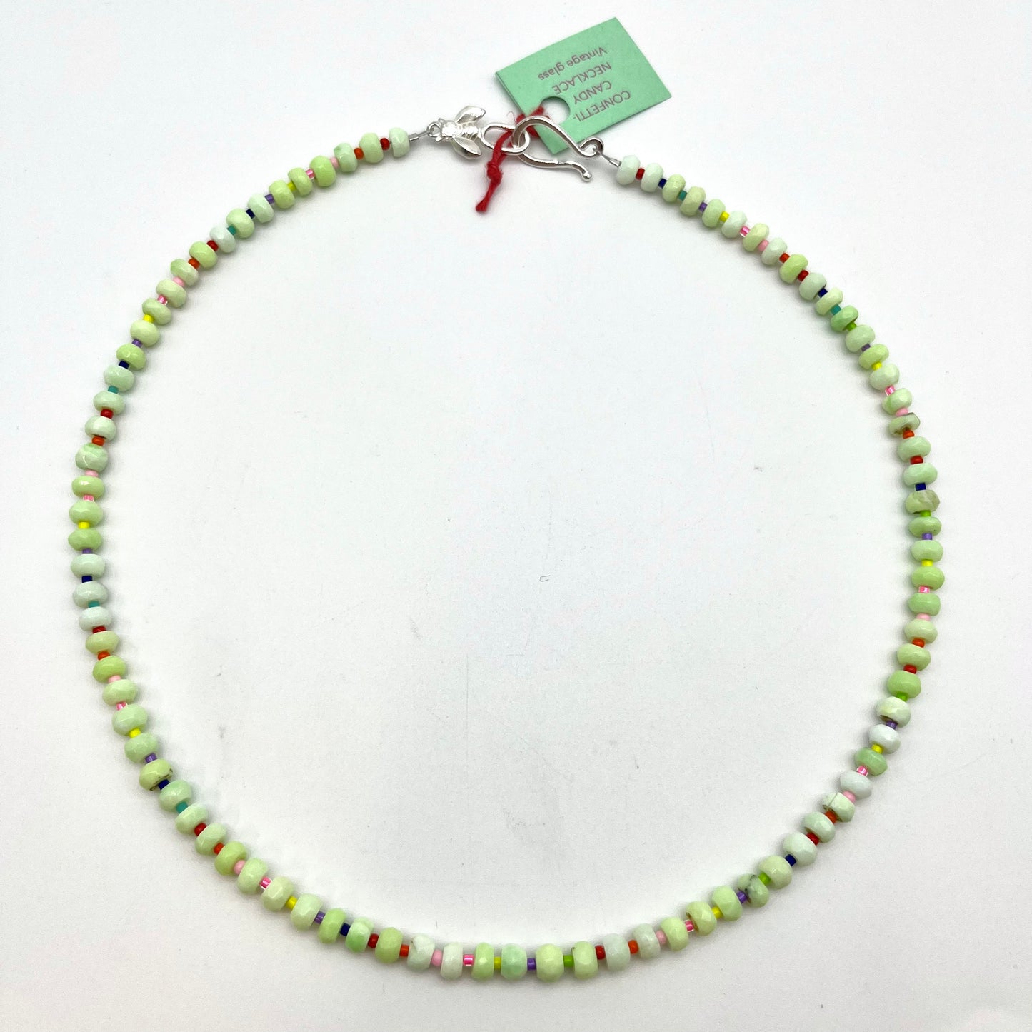 Green Opal rainbow dot Necklace