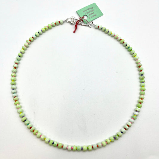Green Opal rainbow dot Necklace