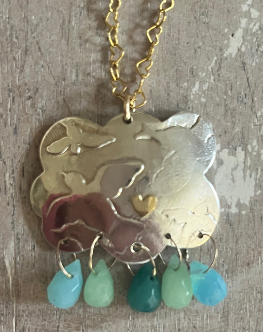 Silver Cloud Heart Arch Necklace