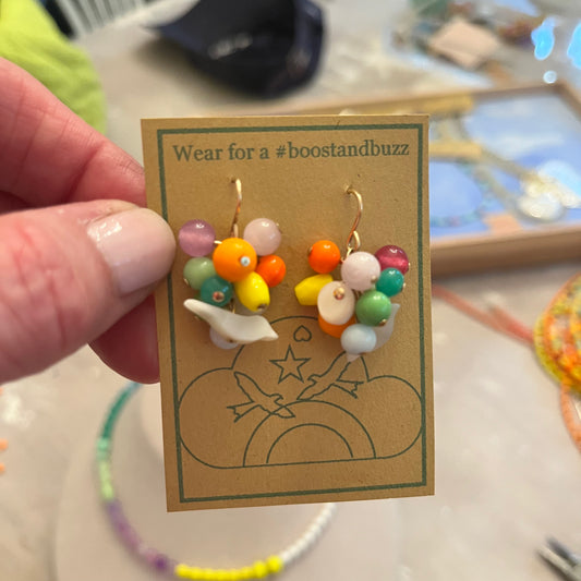 Orbit Cluster with bird earrings