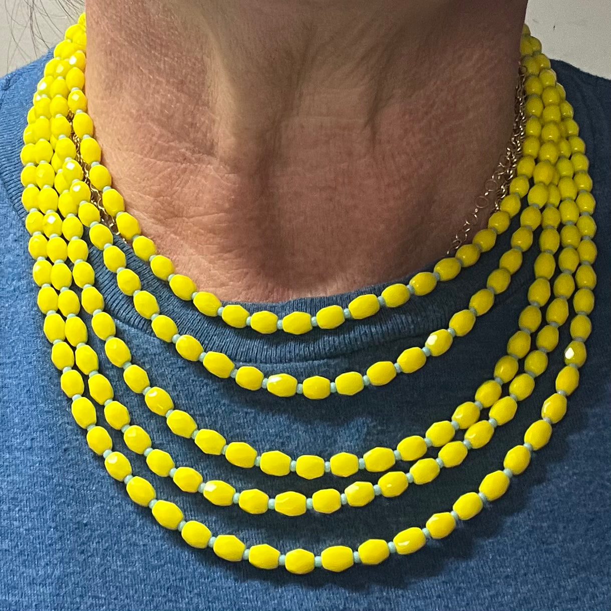 Multi-strand Acid yellow necklace