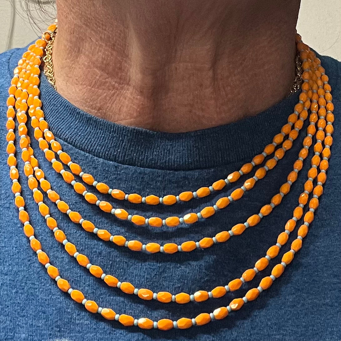 Multi-strand Tangerine Necklace