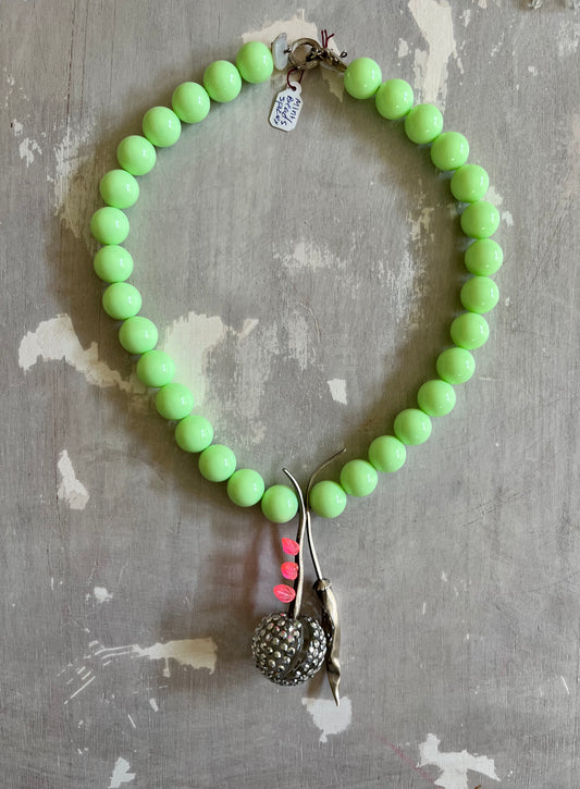 Sour Cherry and Mint Statement Necklace