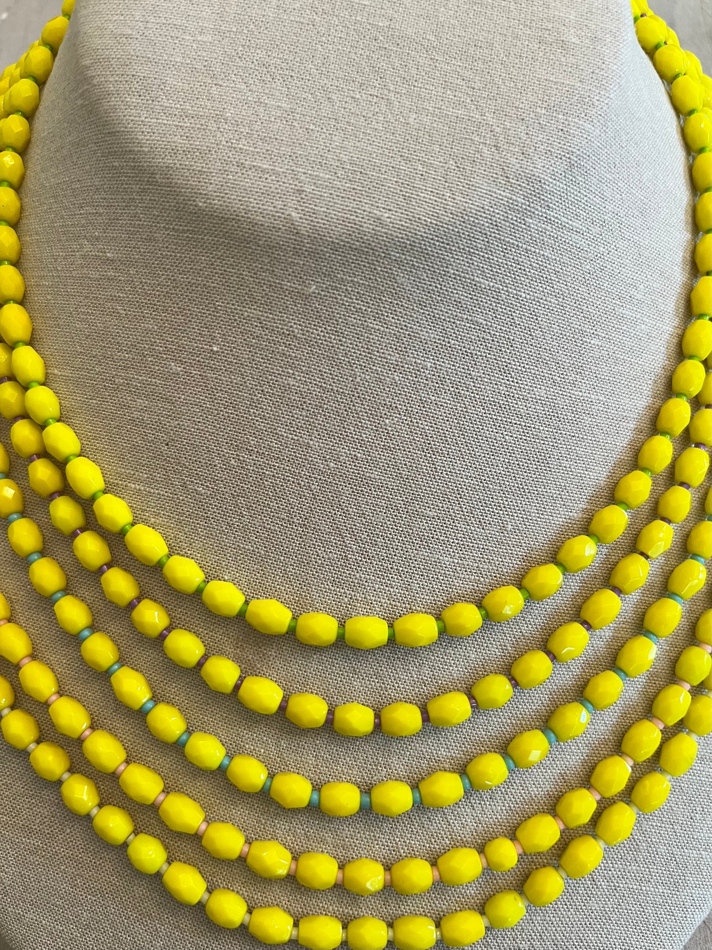 Acid Yellow multi strand Necklace