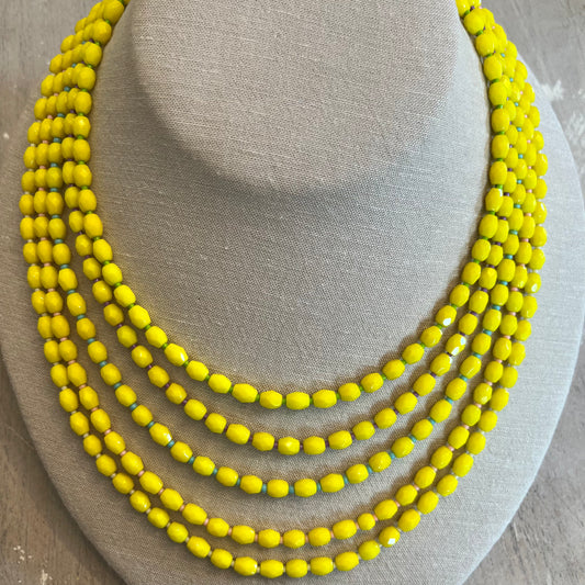 Acid Yellow multi strand Necklace