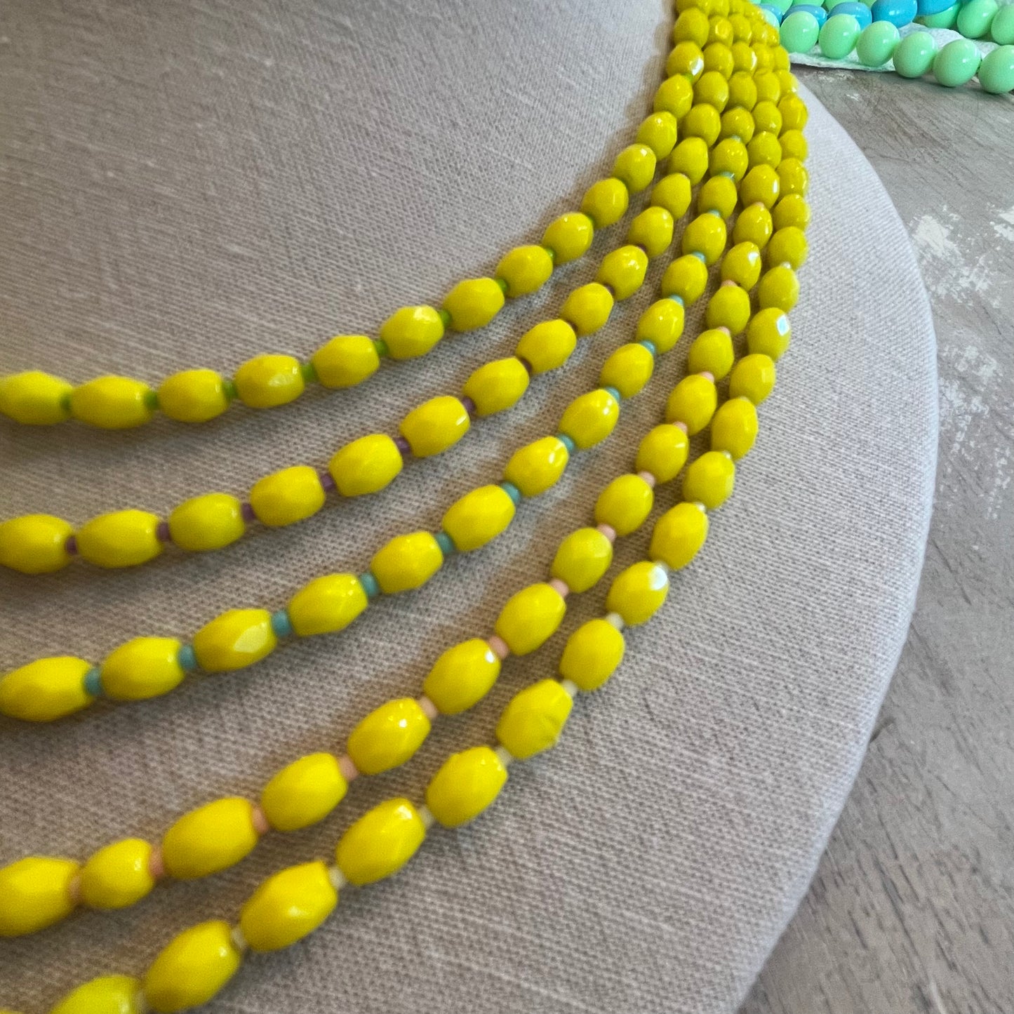 Acid Yellow multi strand Necklace