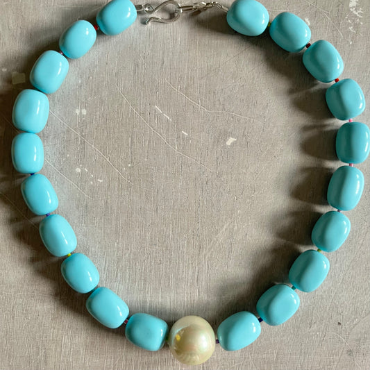 Wilma Gum ball Necklace Turquoise
