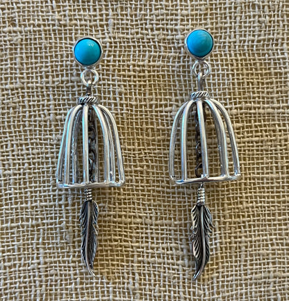 Sterling silver Bird cage earring