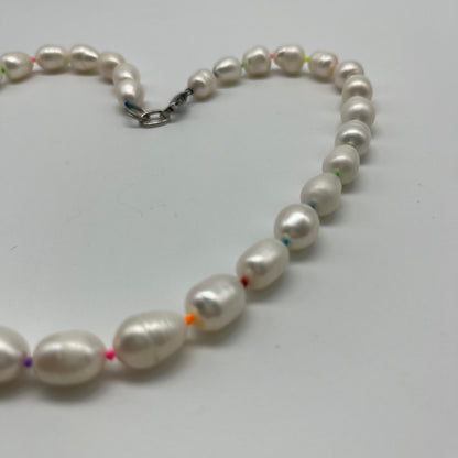 Rainbow dot Freshwater Pearl necklace