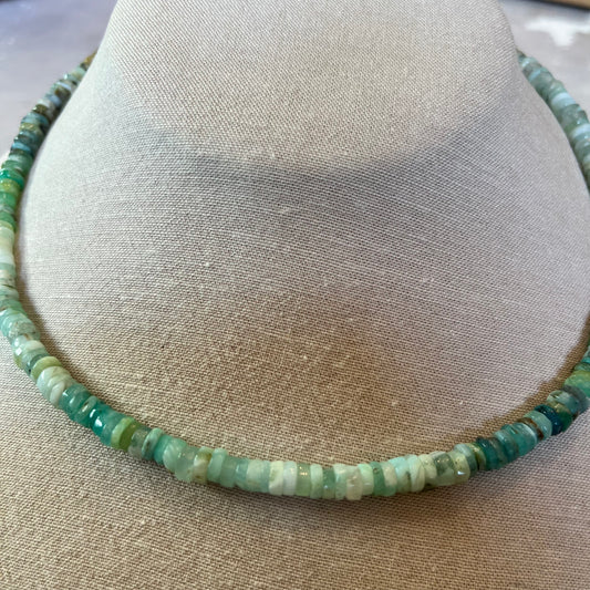 Natural Green Opal Rainbow Semi-precious Necklace