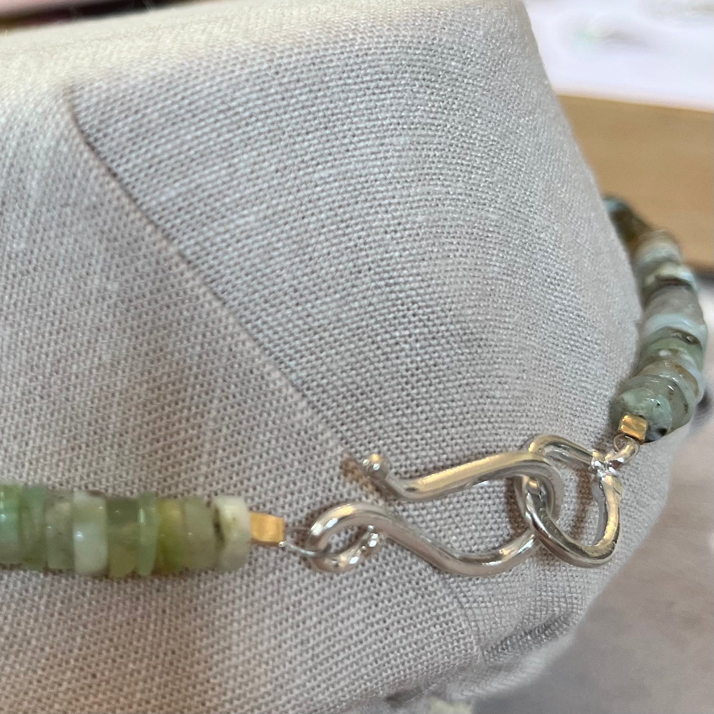 Natural Green Opal Rainbow Semi-precious Necklace