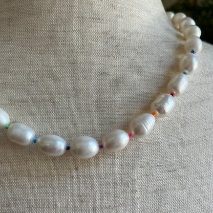 Rainbow dot Freshwater Pearl necklace