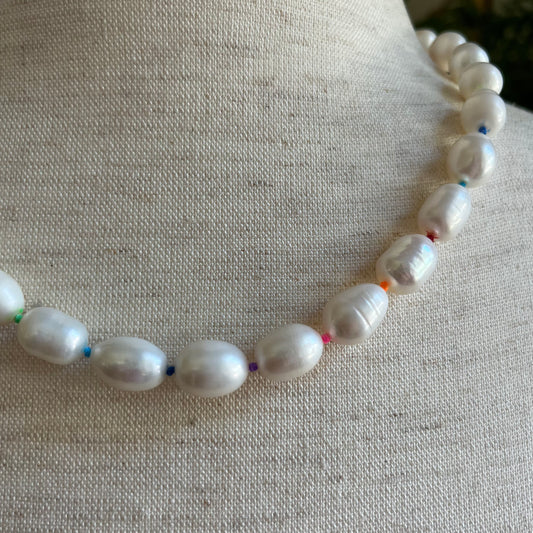 Rainbow DOT Freshwater Pearl Necklace