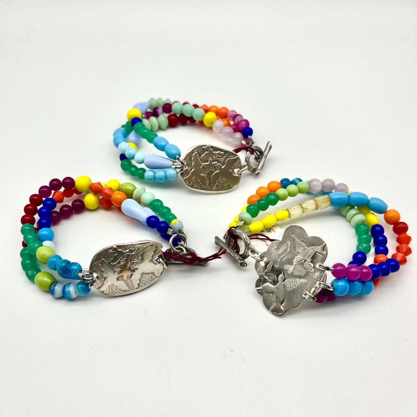 Cloud with birds in flight  Silver Bracelet