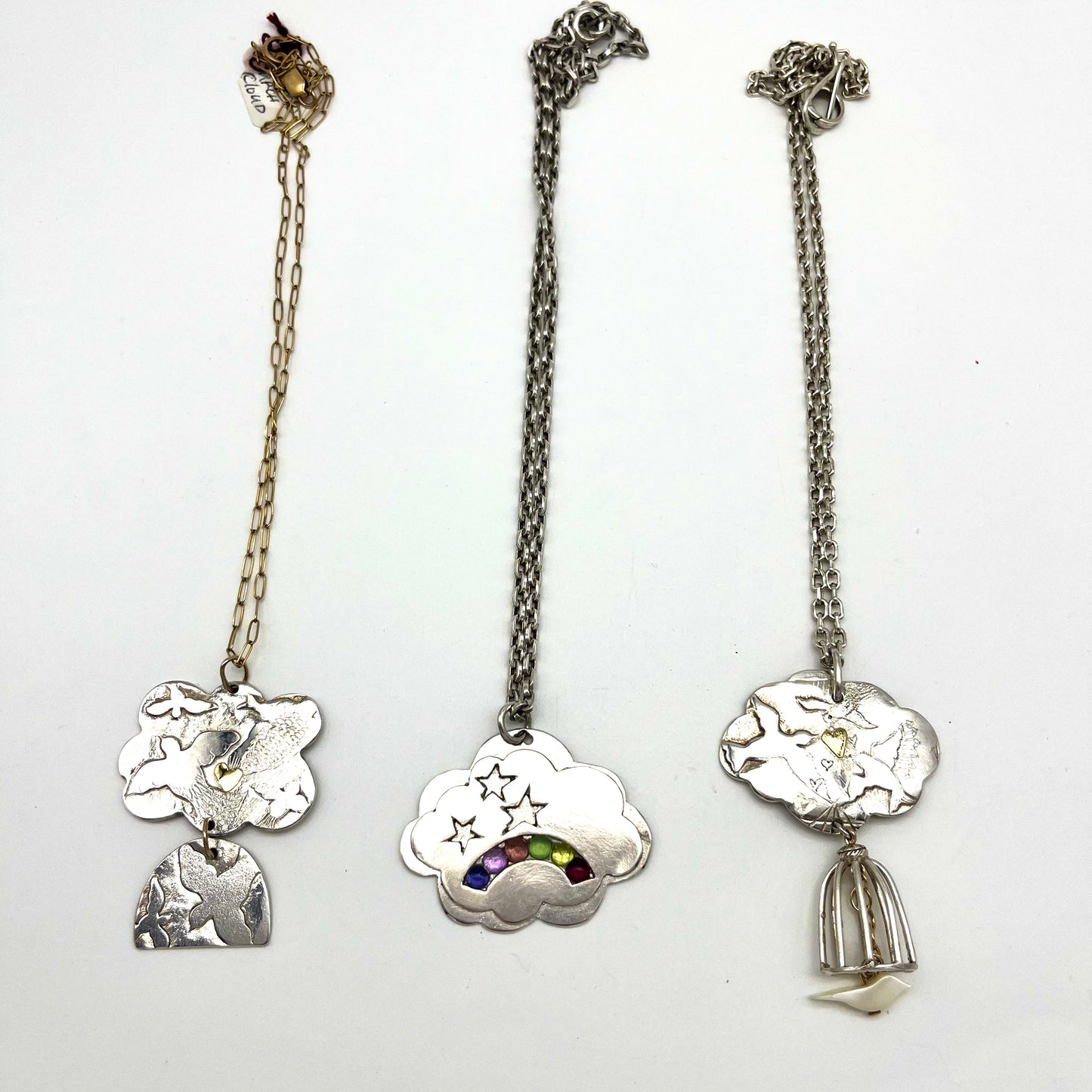 Silver Cloud Rainbow & Star Necklace