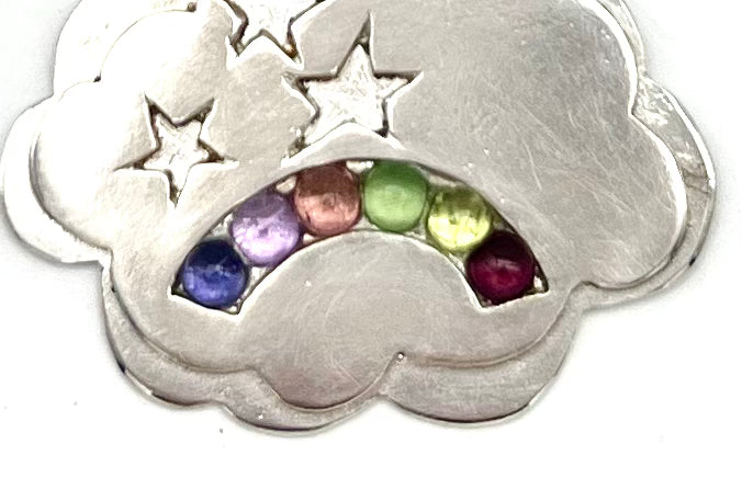 Silver Cloud Rainbow & Star Necklace