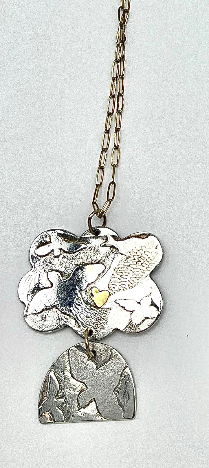 Silver Cloud Heart Arch Necklace