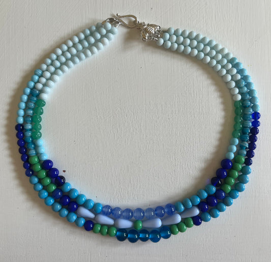 Multi strand Blue ombre necklace