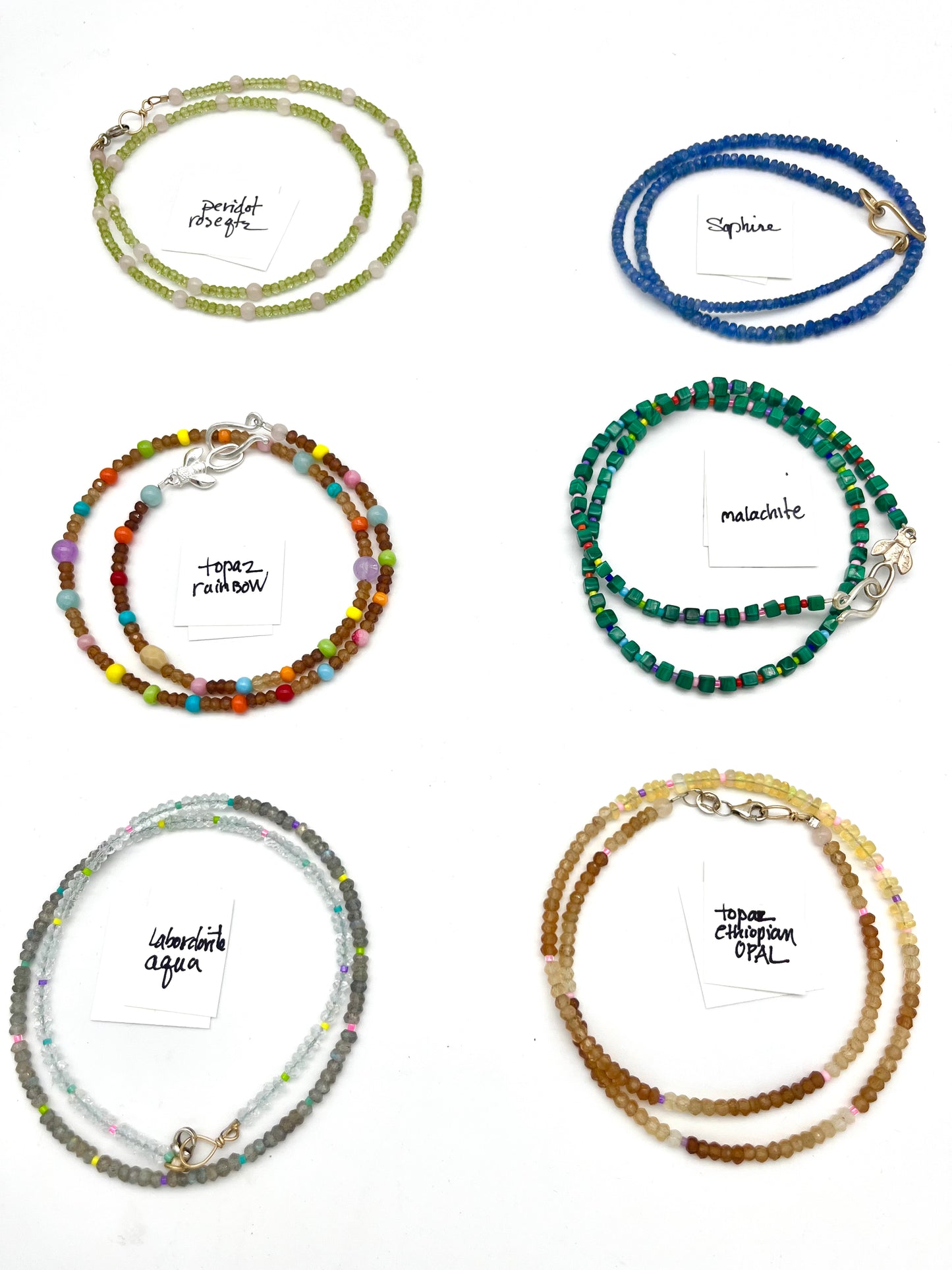 Petite semi precious gemstone necklaces