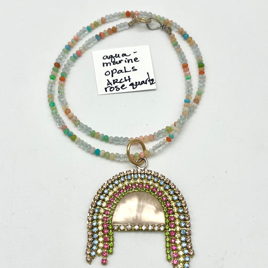 Semi-Precious Arch Pendant Necklace