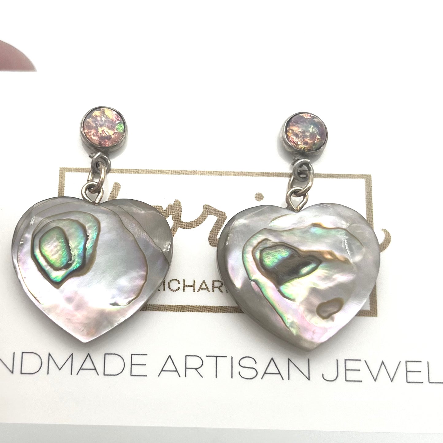 Abalone Shell Heart Post Earrings