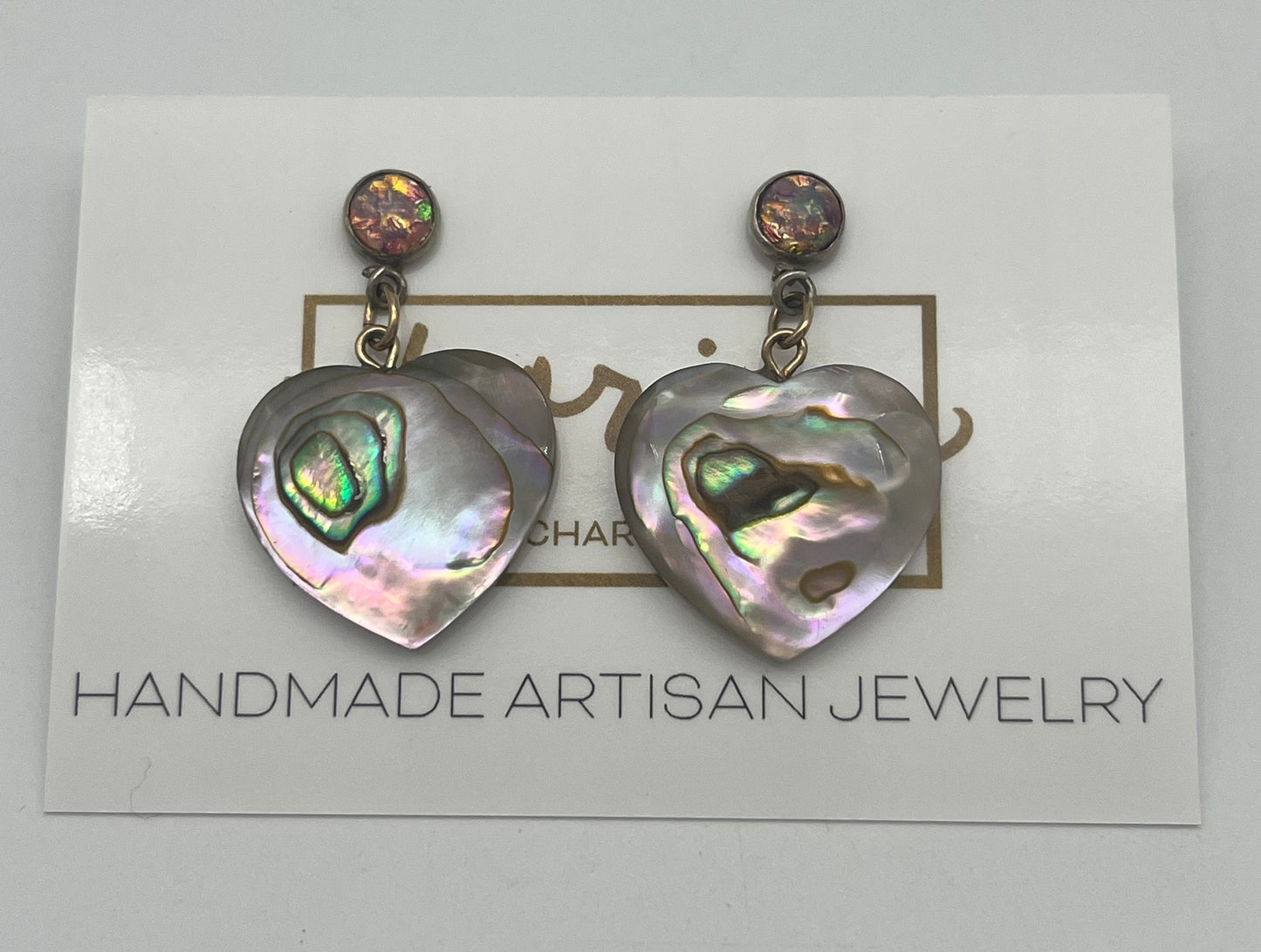 Abalone Shell Heart Post Earrings