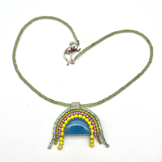 Semi-Precious Arch Pendant Necklace